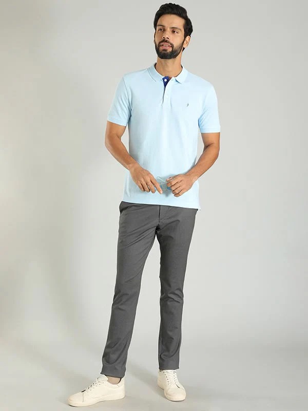 Indian Terrain Men's Comfort Fit All Over Print Black Trousers